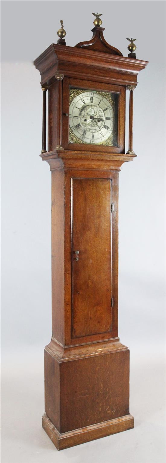 John Day of Wakefield. A George III oak eight day longcase clock, 7ft 10in.